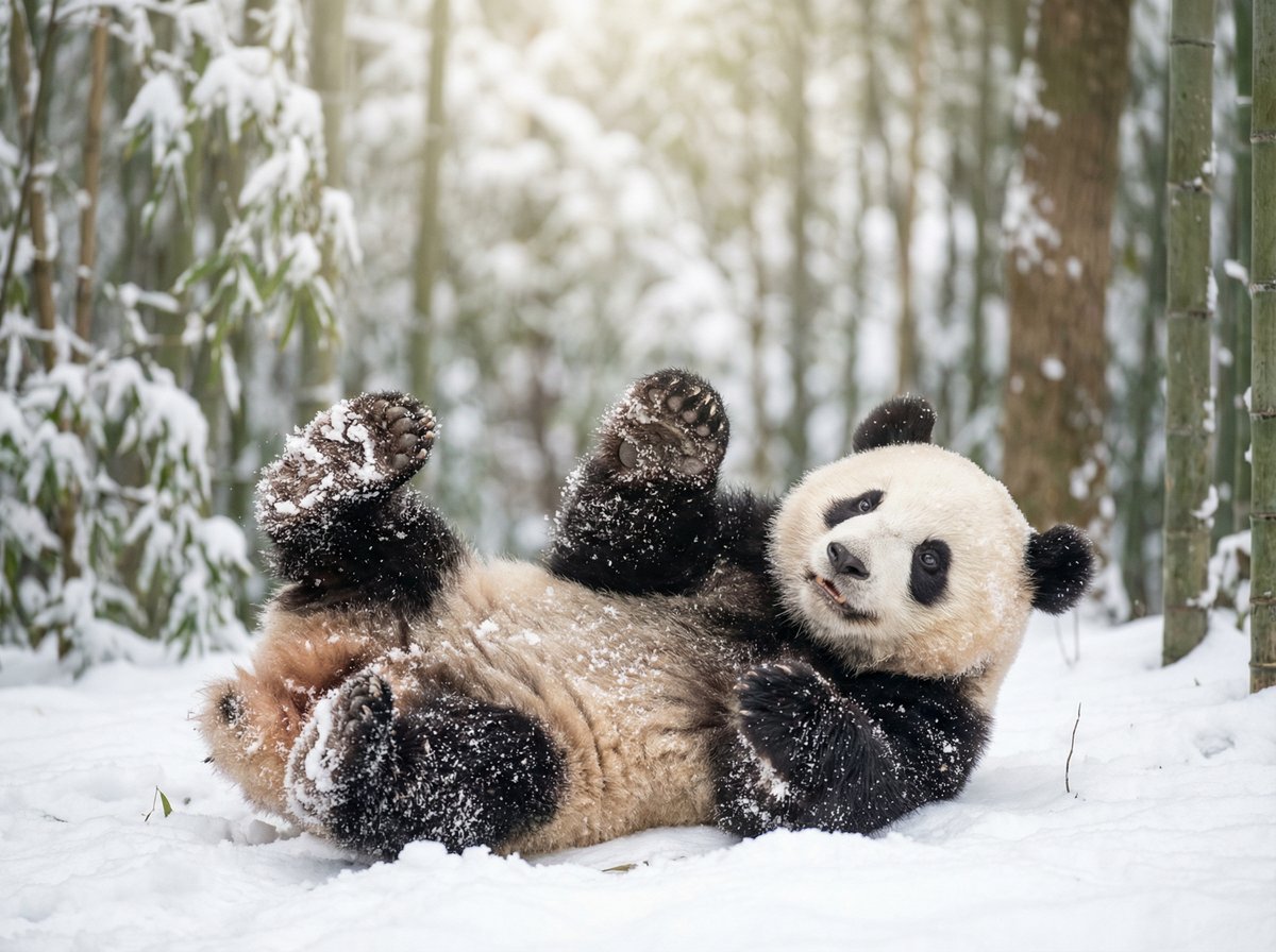 青柠视频熊猫宝宝雪地嬉戏视频